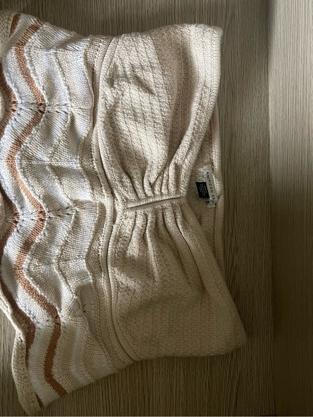 American Rag Cream Knit Tube Top with Tan and White Stripes